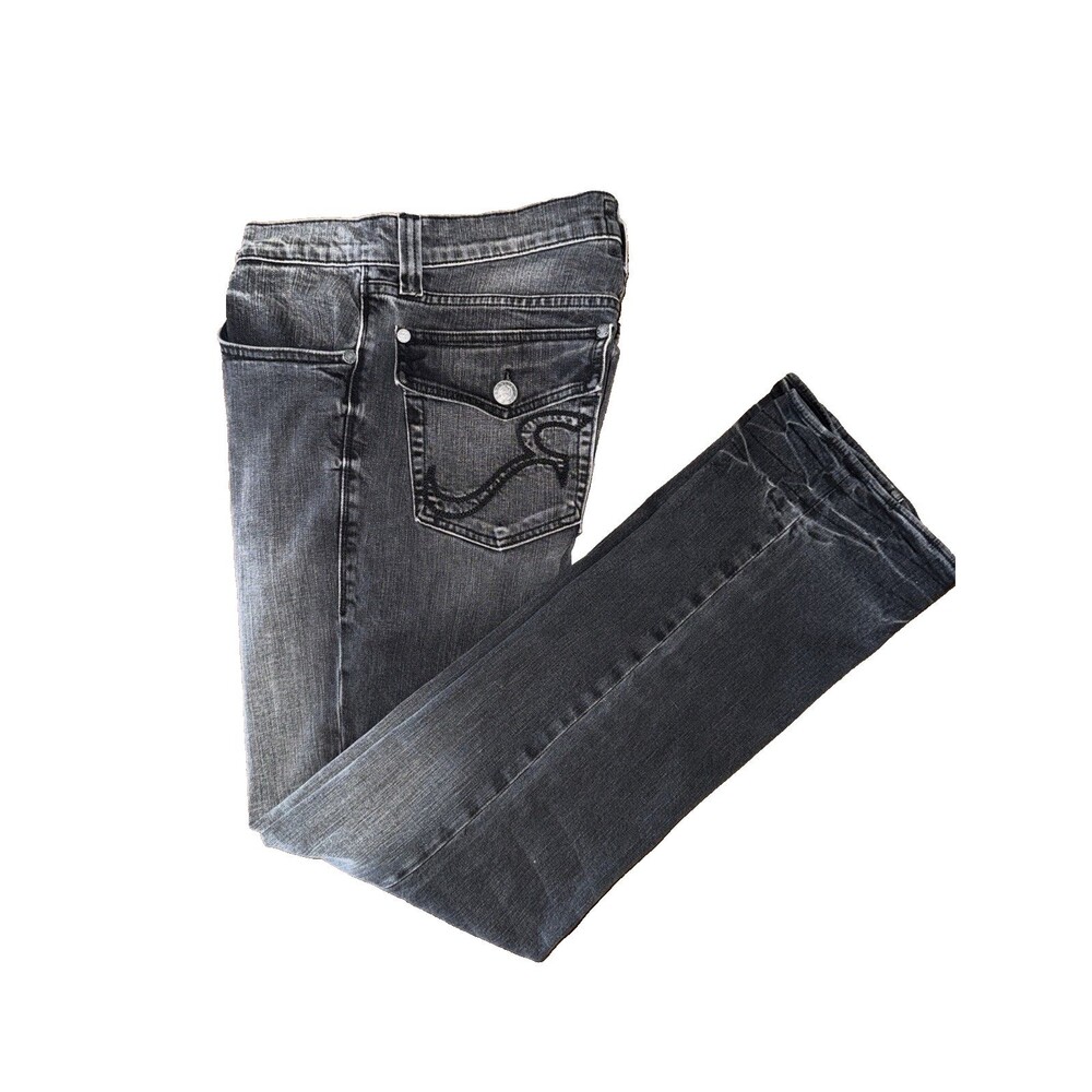 Rock & Republic Grey Wash Straight Leg Button Fly Flap Pocket Jeans Size 34X34
